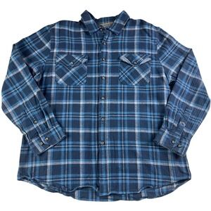 Anchorage Expedition Brand Mens XL Blue Plaid Flannel Button Down Shirt Cotton